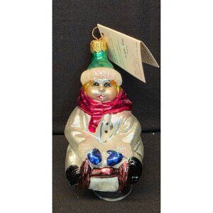 Vintage Christopher Radko "Here I Go" Glass Christmas Ornament Child on Sled